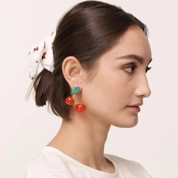 Brand New. $158 Lele Sadoughi Cherry Post Earring - Picture 2 of 7